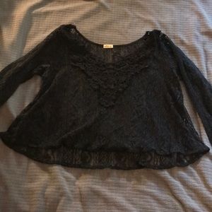 Black lace crop